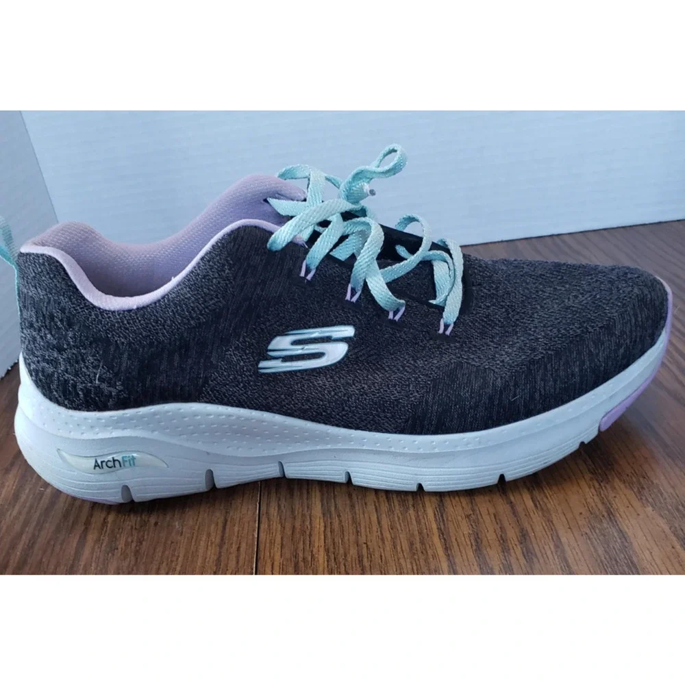 Skechers Comfy Wave Woman's Arch Fit Size 11 Black Lavender Shoes - Picture 10 of 15